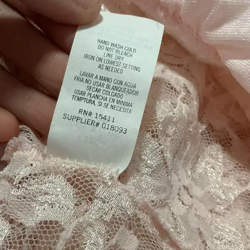 Vintage Pink Lace Floral Peplum Tank Top Sleeveless V Neck Women's Size L