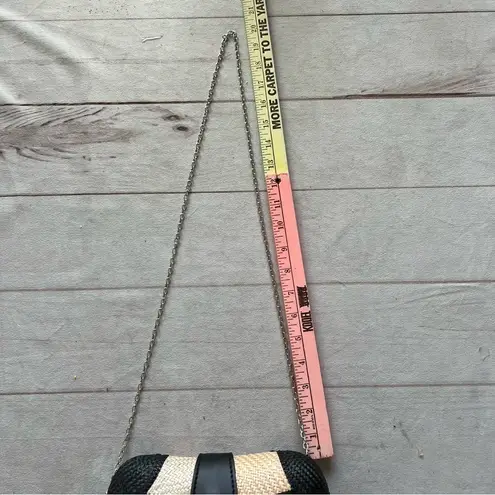 New Handmade Buntal Straw Clutch Purse Chain Strap Magnetic Snap Closure Tan Brown