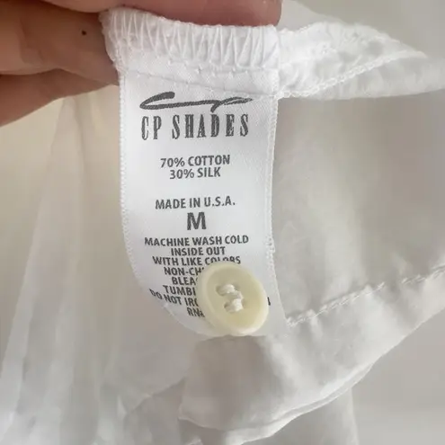 CP Shades Jasmine Tunic Womens Medium White Cotton Silk Sheer Pockets Lagenlook