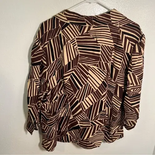 East 5th Vintage Linen Button Down Shirt Beige Geometric XL