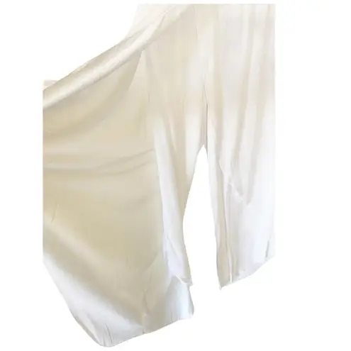 BOHO Pants T.Zovich Relaxed Wrap Slit Boho Beach Vacation High Rise White Small