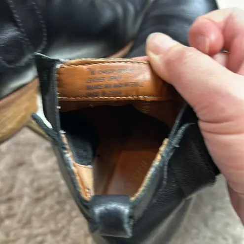 Kork-Ease Kirk-Ease Mindo Stacked Heel 7M Black Leather Pull-on Ankle Boots Booties