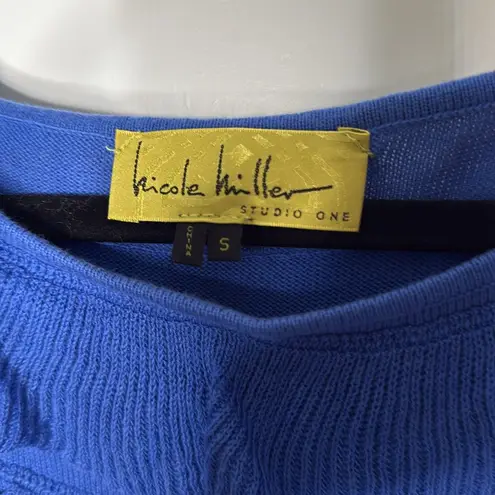 Studio One Nicole Miller 100% Cotton Blue Ruffled Women's Dress - Small