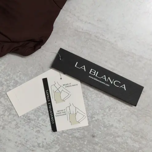 La Blanca Java (Brown) Island Goddess Underwire Twist Front Bra Top Size 8 New