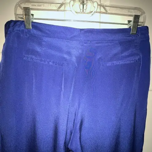 Yumi Kim Silk Royal Blue Pants Trousers Straight Leg Women Size 6 Pleated Dress