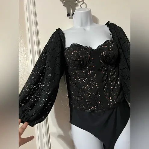 Cami NYC  The Janelle off the shoulder bodysuit black lace size large