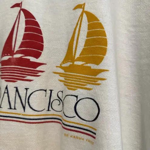 VTG 90s San Francisco California Sailboat Graphic 1/4 Zip Pullover Sweatshirt. Blue Size L