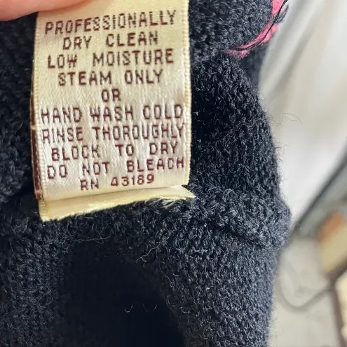 Susan Bristol Susan Bristol Floral Beaded Black Wool Knit Vest Womens Medium Vintage 80's