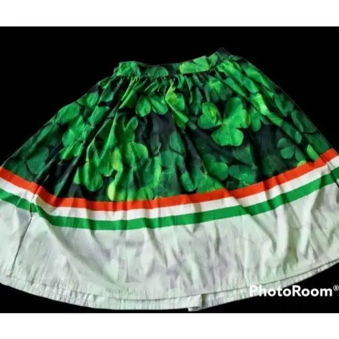 Vintage Shamrock Skirt Ireland Colors 30" Waist Flared Side Zip St Patr… Size undefined