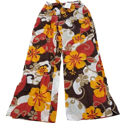 Faithfull the Brand Pants Womens Small Orange Celvia Ulani Floral Wide Leg