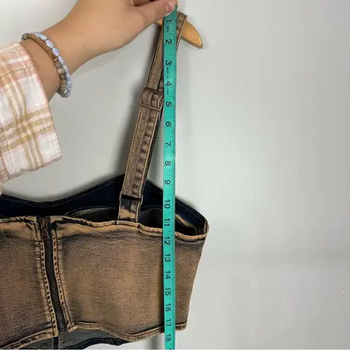 American Bazi NWT Dyed Acid Copper Denim Corset Top Castlecore Whimsygoth XL