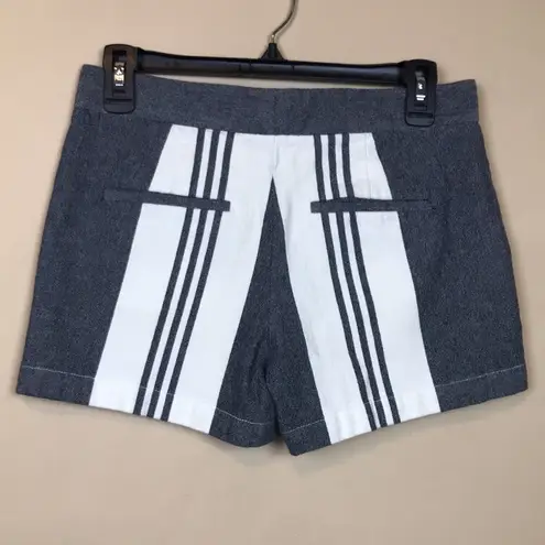 Vince  Women’s Color Block Striped Navy Blue White Chino Shorts