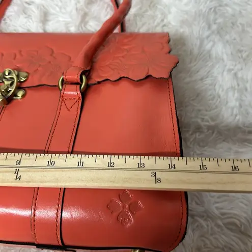 Patricia Nash Vienna Leather Satchel Purse Tooled Floral Bag in Coral 299. New