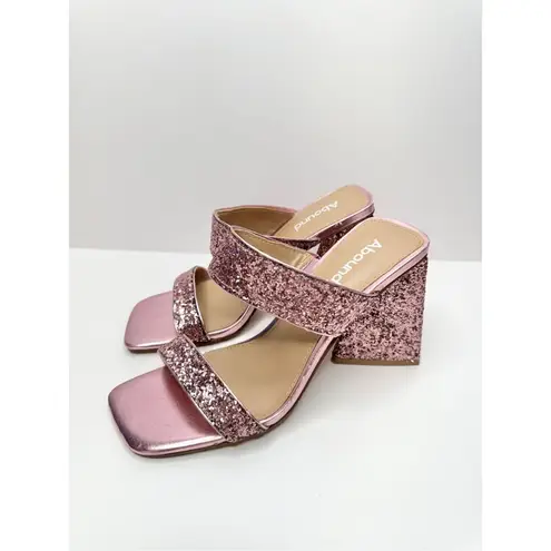 Abound  Sandals Womens Size 5 Pink Carina Glitter Slip On Open Square Toe Heels