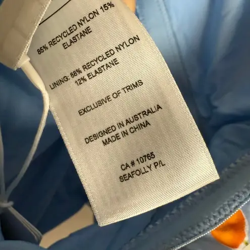 Seafolly Summer Crush Bandeau Halter Blue Citrus Fruit One Piece Swimsuit Size 8