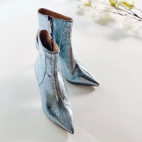 Schutz Metallic Bette Ankle Bootie In Metallic Blue Leather