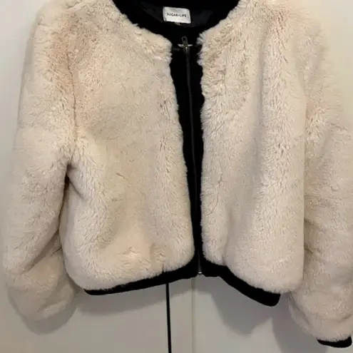 Sugar Lips SUGAR + LIPS FAUX SHERPA BOMBER JACKET