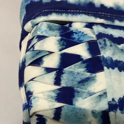 CALIA WO SIZE XL TANKINI SWIM BLUE WHITE DESIGN BREIF BOTTOMS CROSS BACK STRAPS