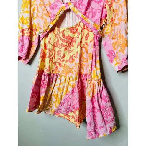 DEREK LAM 10 CROSBY X RTR Multicolor Floral Hourglass Cutout Mini Dress Size 46