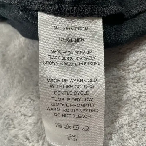 Quince Pants Womens Small Black Linen Stretch Waist Pull On Classic Capsule