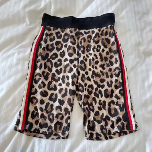 Pam & Gela  Leopard Print High Waisted Biker Shorts Size‎ Small
