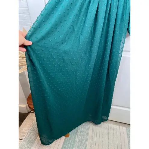 Andrea Crocetta Size M Deep Green Sheer Top Swiss Dot Maxi Dress Bohemian Size M
