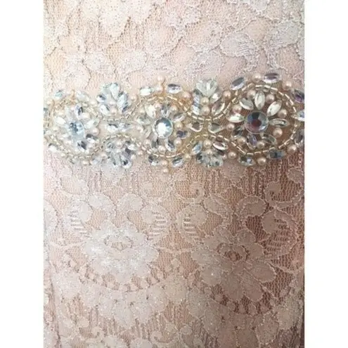 Alex Evenings New! Women's Jeweled Lace Mermaid Gown Dress Size 6 Color Cameo