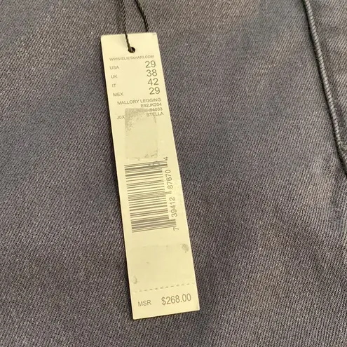 Elie Tahari Shiny Coated Denim Jeggings Blue Skinny Pants Size 29