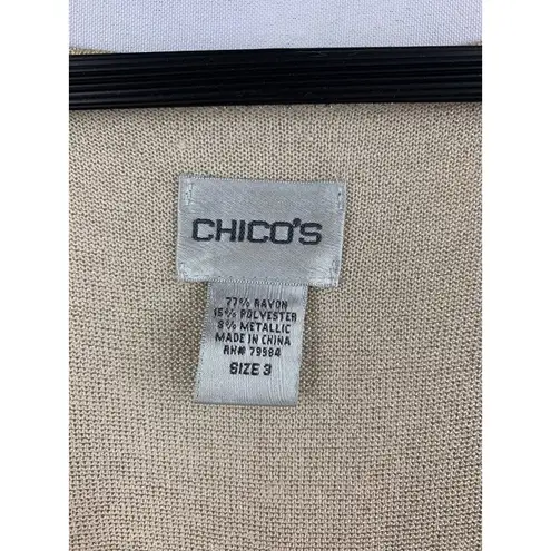 Chico's  Metallic Beige Sleeveless Top Size 3 Rayon & Polyester Blend - Image 3