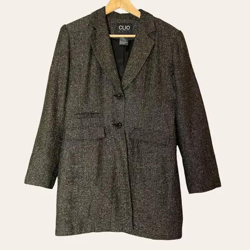 Herringbone Jacket Women's Coat Sparkly Pockets Size 10