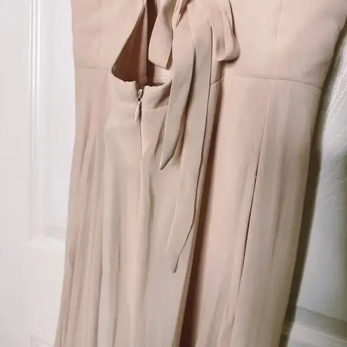 Birdy Grey Sz S Light Pink Maxi Dress Tie Back Bridesmaid Dress