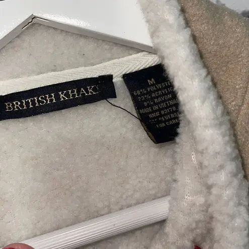 British Khaki Tan & Cream Sherpa Button Vest Medium