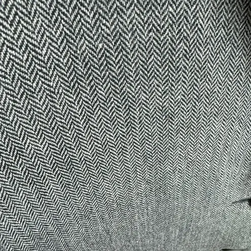 Newport News Vintage Black White Chevron Wool Tweed Long Button Up Pea Coat 14