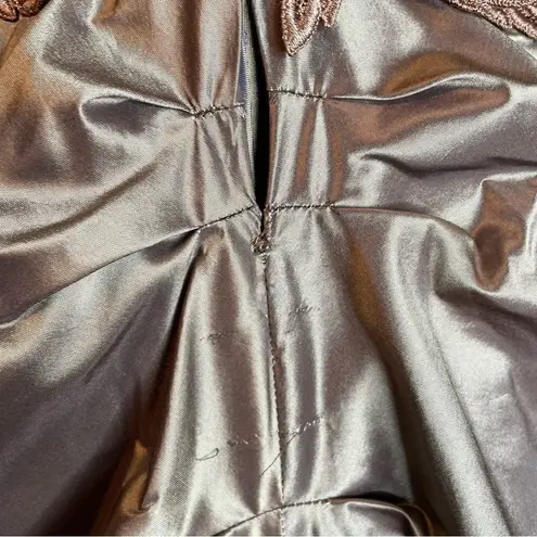 Yoly Muñoz Appliqué Lace Corset Bustle Strapless Ball Gown Size 10 Tan