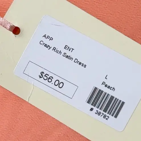 Entro  Women's Peach Crazy Rich Satin Puff Sleeve Wrap Midi Dress Size L