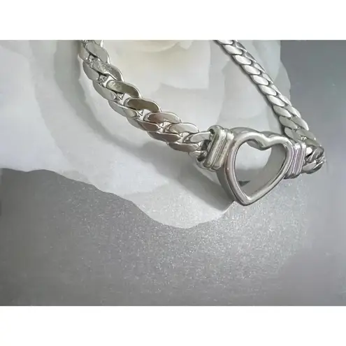 Silver Plated Snake Chain Heart Bracelet Stainless Steel Womens Jewelry European