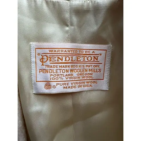 Pendleton Women's Long Wool Overcoat Beige Double-Breasted Size M Standa…