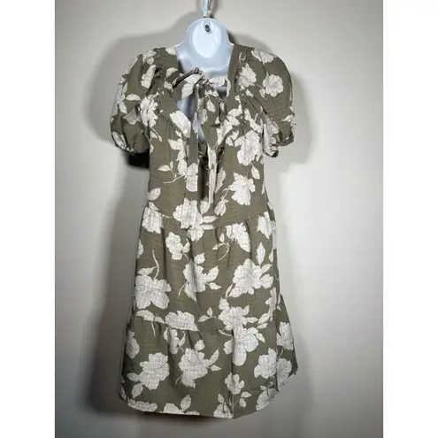 Blu Pepper  Square Neck Tiered Baby Doll Green Floral Dress Cottagecore Small