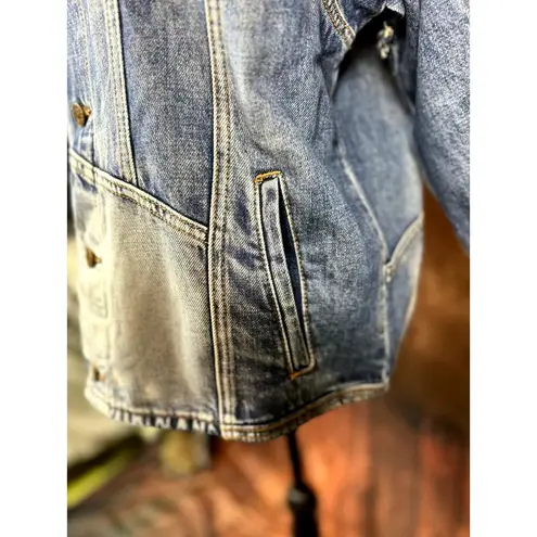 Free People X Sandrine Rose Patchwork Oversize Denim Trucker Jacket