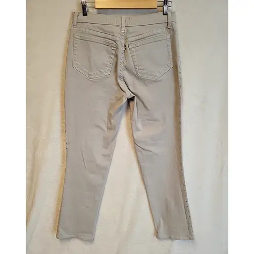 NYDJ Jeans Stretch Comfort Light Gray Rhinestone Cowgirl Bling Western Size 10