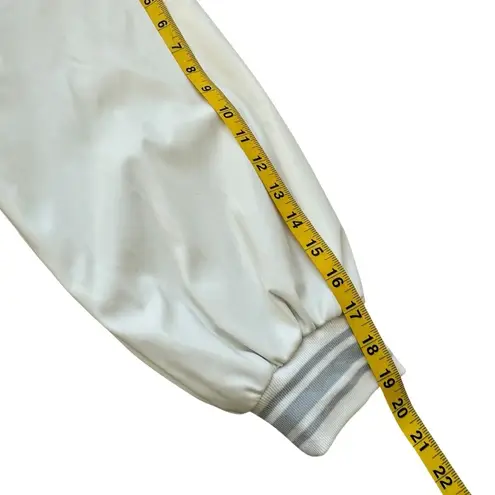 Birch & Stone varsity letterman style jacket gray white medium pockets lined