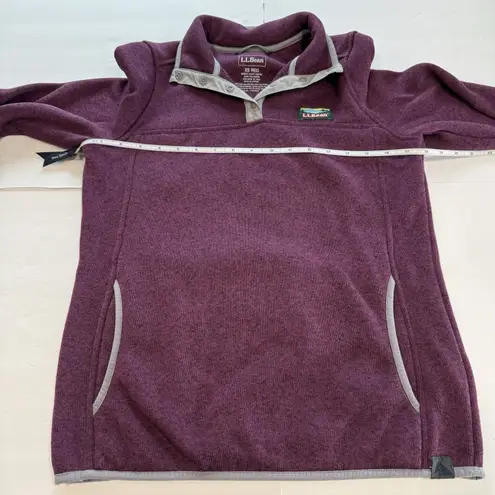 LL Bean Womens Purple Sweater Fleece Pullover 1/4 Snap Teal Blue Size XS Pockets