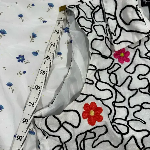 Mercer & Madison Women’s Sz: L Linen Vest Embroidered Bright Spring Flowers. White Size L
