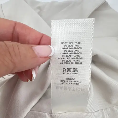 Babaton NEW NWT Aritzia Contour Polo Bodysuit Long Sleeve Matte Pearl Size Large