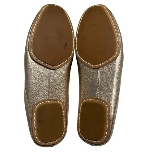 Kate Spade  Leather Mules Gold Metallic Slip On Flats, Sz 7