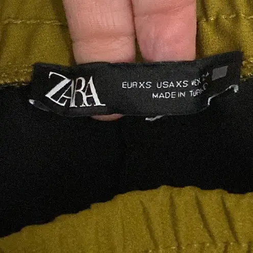 ZARA  womens black pull on yellow/white side stripe jogger pants size XS