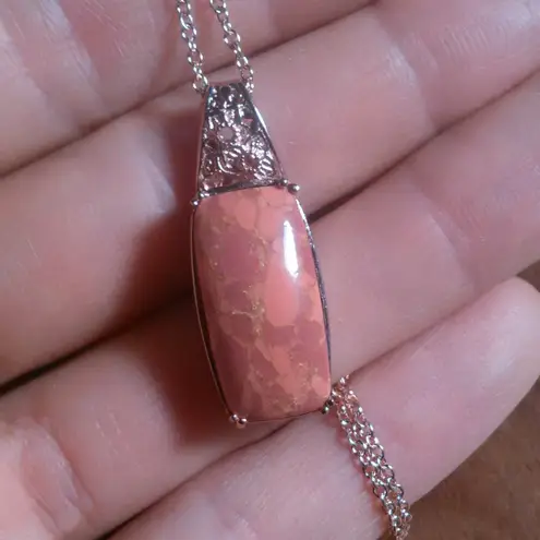 Mojave Orange Turquoise 18K Plated Pendant Stainless Steel Necklace