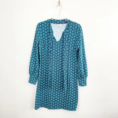 Boden USA Boden Navy and Green Paisley Tie Neck Dress