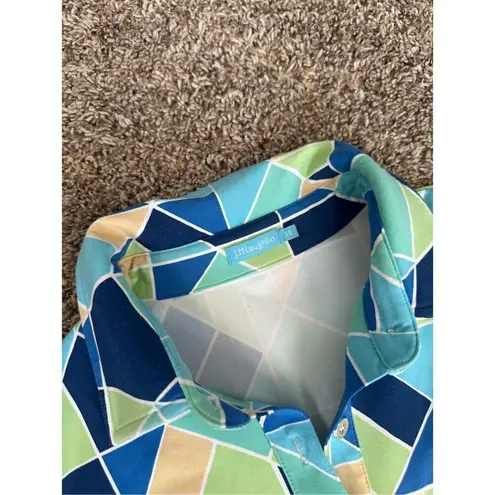 J. McLaughlin Dolly Catalina Cloth Sleeveless Dress Belted Green/Blue Print XS