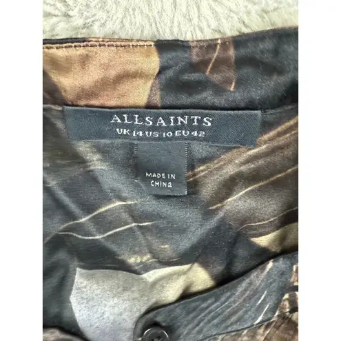 ALLSAINTS Toni Iris Silk Shirt UK 14 US 10 EU 42 Long Sleeve Abstract Print Art